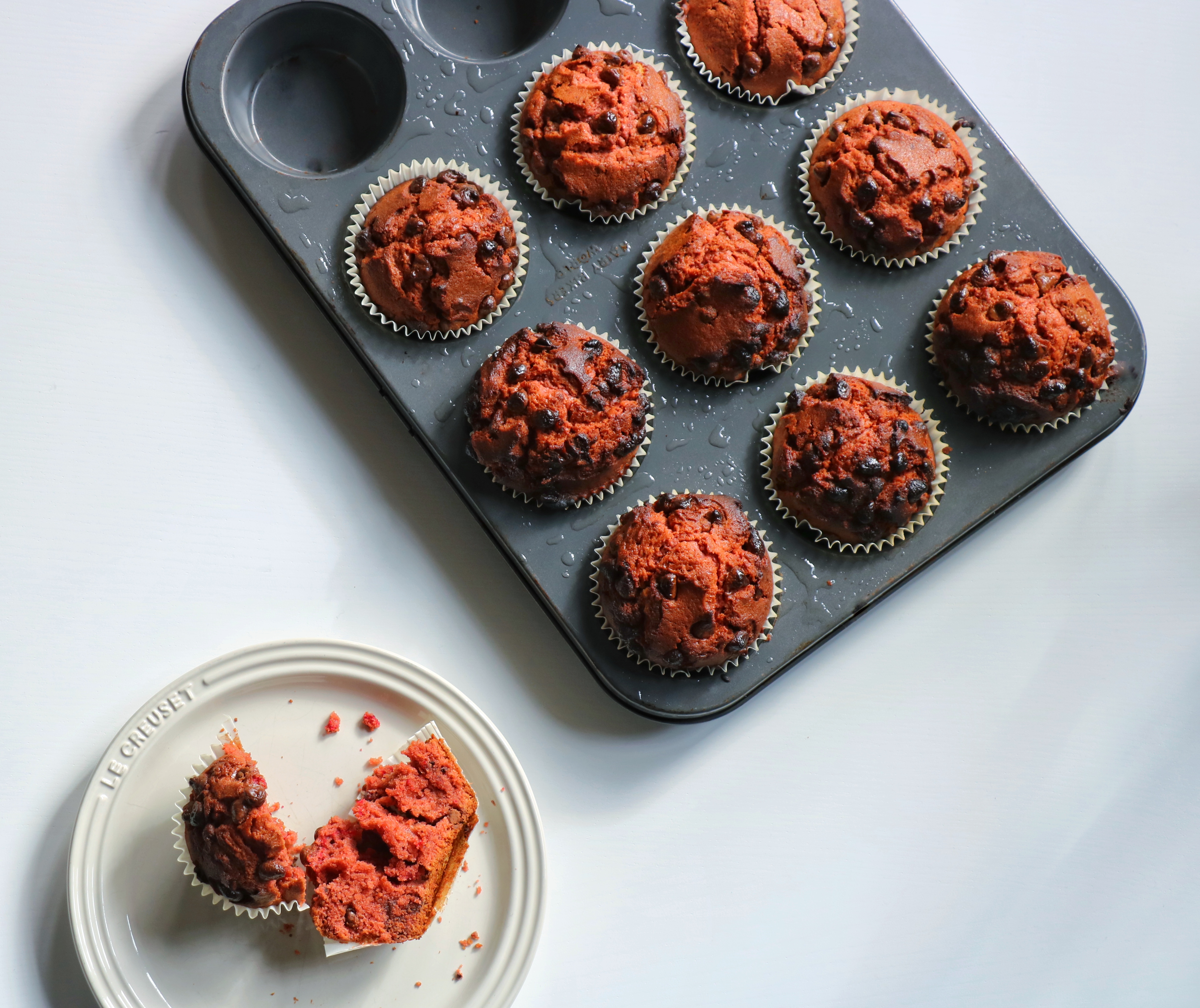 Red velvet chocolate chip muffins cupcakes recipe recipes