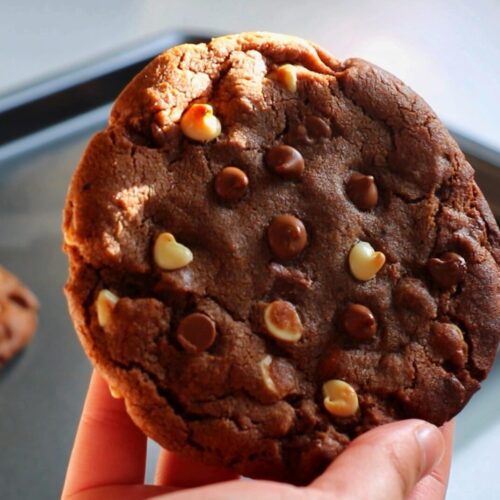 Triple chocolate chip cookies white chocolate brown gooey